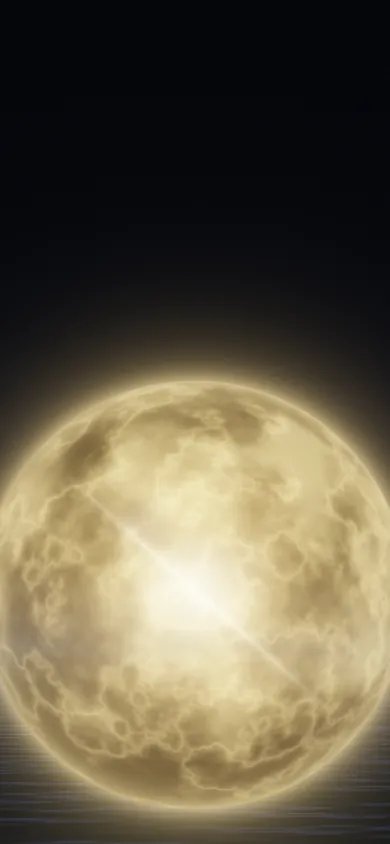 A gold sphere hovering above the water