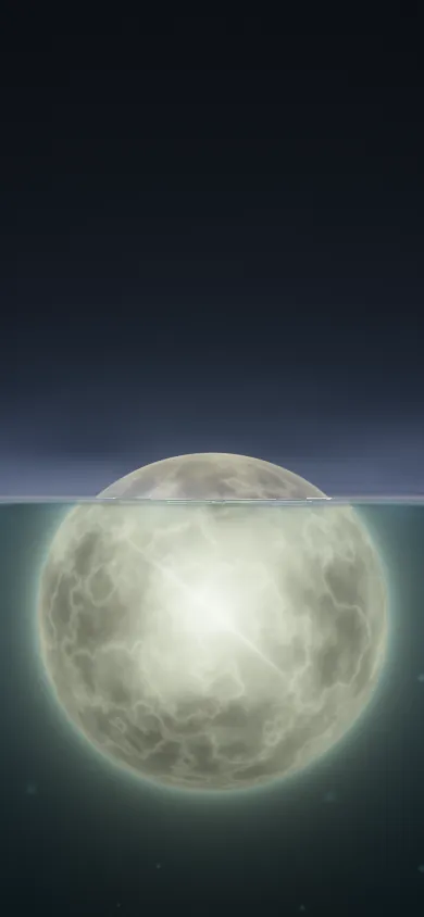An icy sphere halfway above the waterline