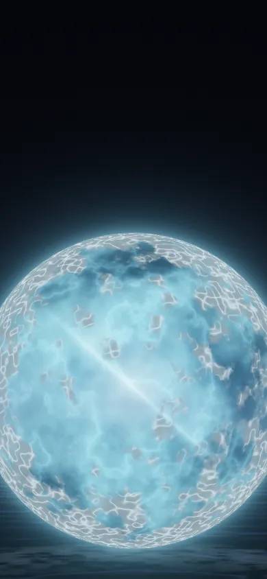A frozen sphere hovering over its reflection