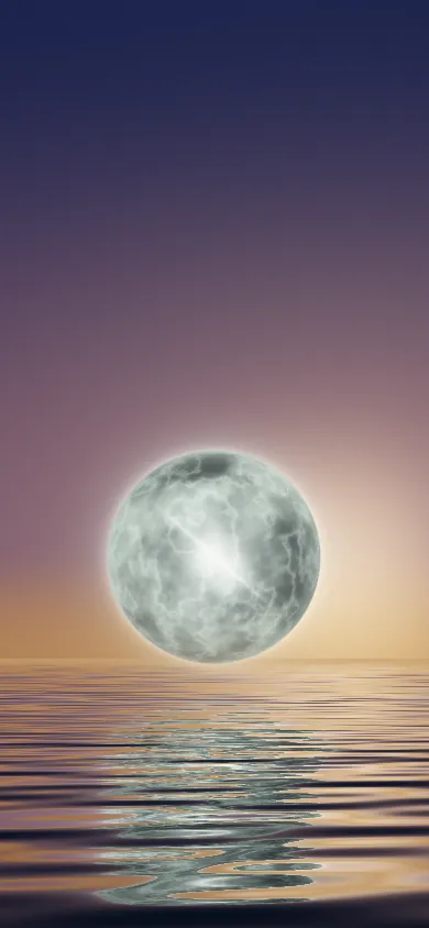 A warming sphere over water in the dawn light
